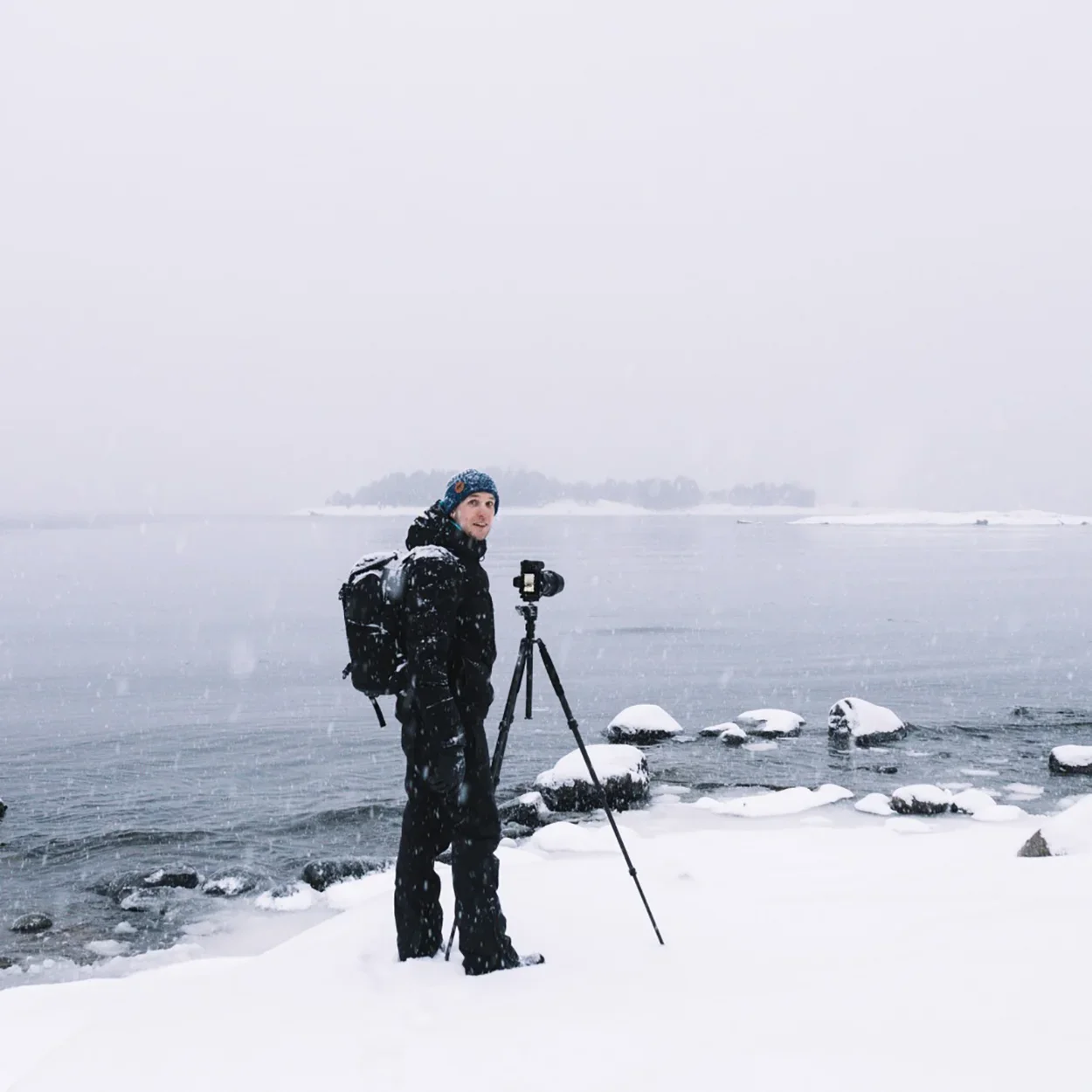 Mikko Lagerstedt photographing in the field