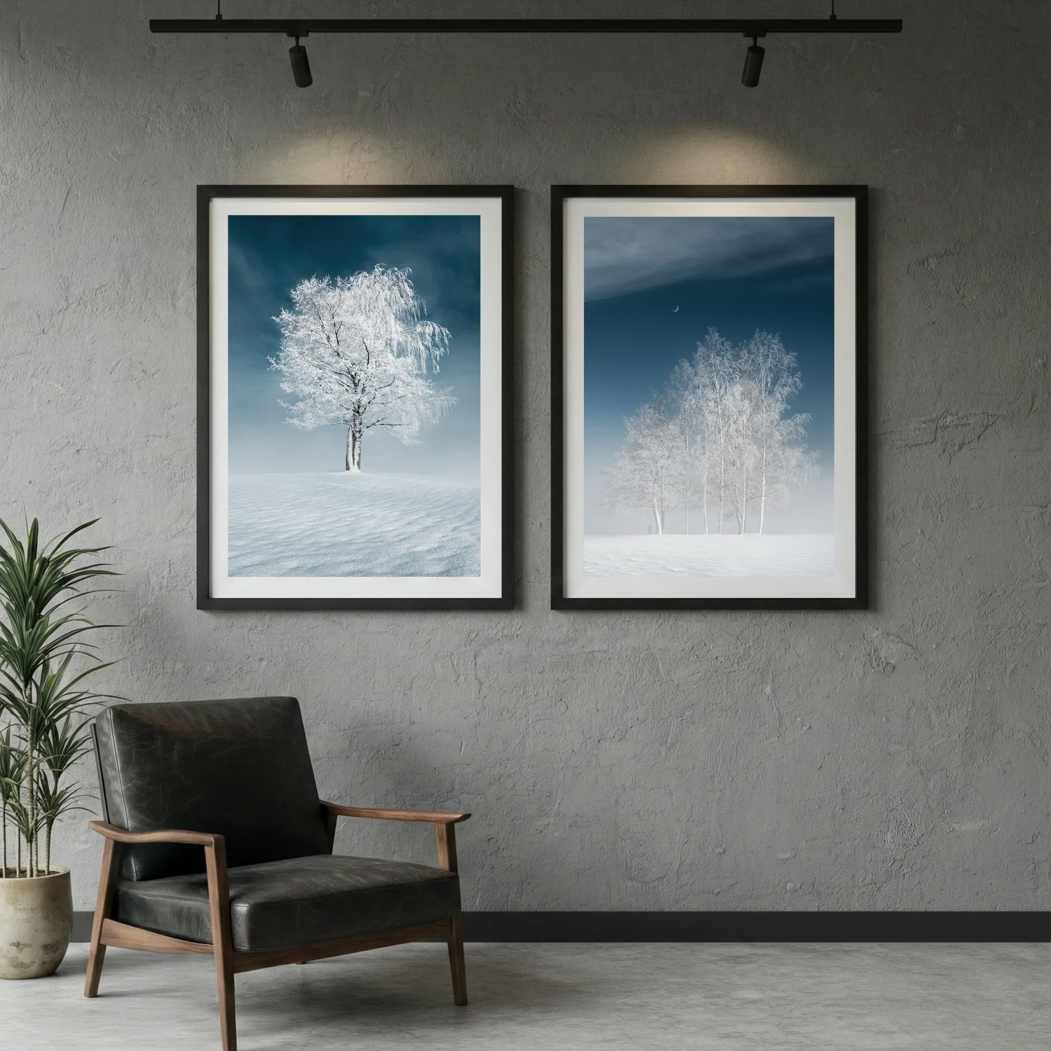 Large-format landscape photograph installed in a hospitality interior