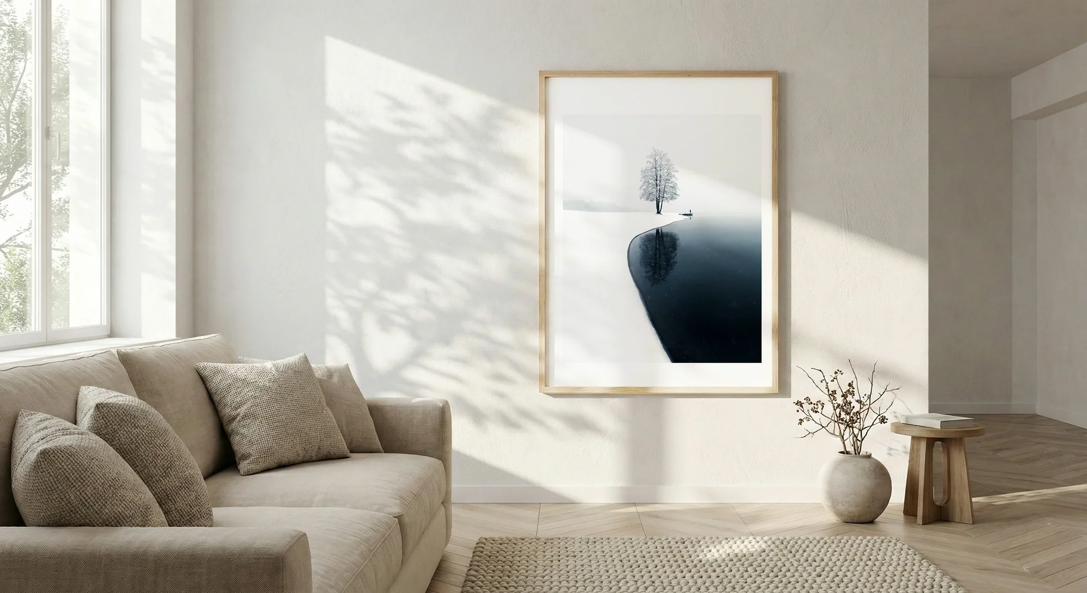 Reflect displayed as a framed print in a calm interior